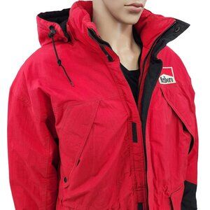 Marlboro Country Store Red Hooded Down Jacket M Nylon Duck Down